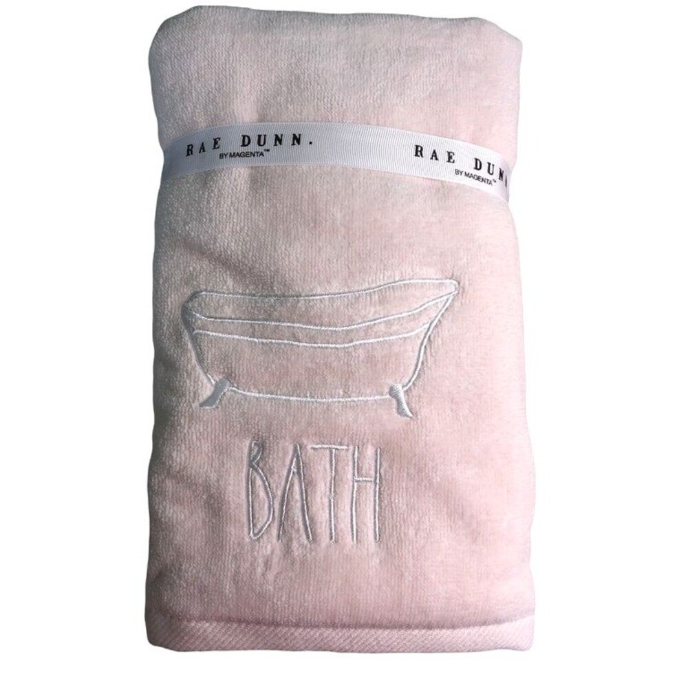 Rae Dunn Pink Hand Towels Bathroom Beach Embroidered Bathtub Guest Set of 2